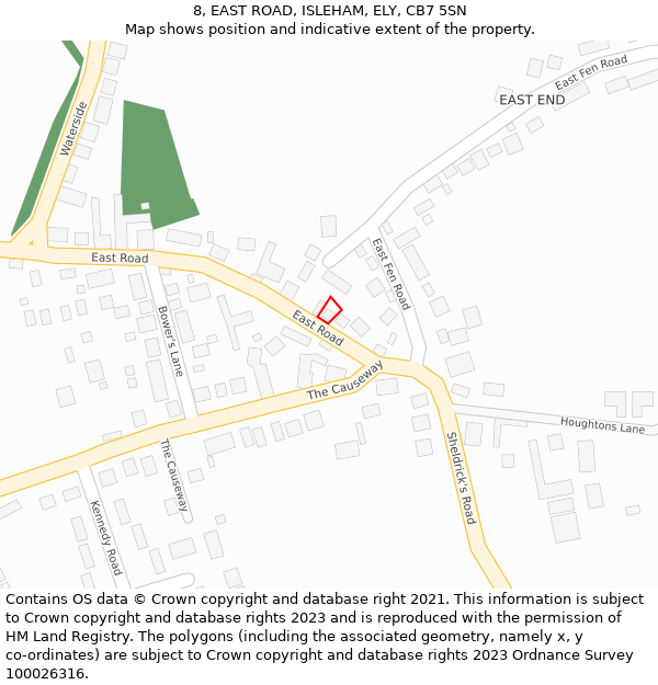 8, EAST ROAD, ISLEHAM, ELY, CB7 5SN: Location map and indicative extent of plot