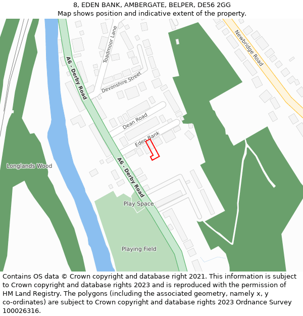 8, EDEN BANK, AMBERGATE, BELPER, DE56 2GG: Location map and indicative extent of plot