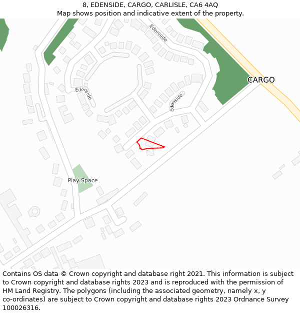 8, EDENSIDE, CARGO, CARLISLE, CA6 4AQ: Location map and indicative extent of plot