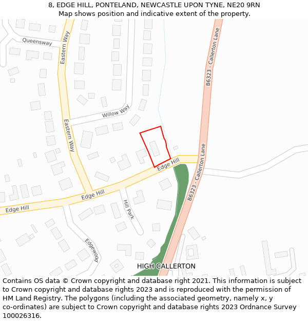 8, EDGE HILL, PONTELAND, NEWCASTLE UPON TYNE, NE20 9RN: Location map and indicative extent of plot