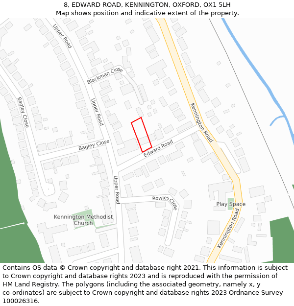 8, EDWARD ROAD, KENNINGTON, OXFORD, OX1 5LH: Location map and indicative extent of plot