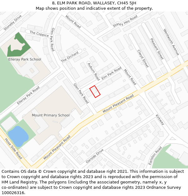 8, ELM PARK ROAD, WALLASEY, CH45 5JH: Location map and indicative extent of plot