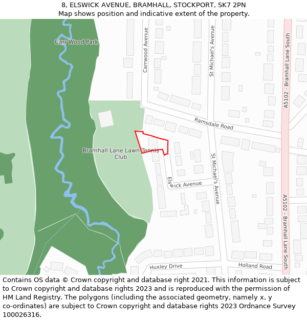 8, ELSWICK AVENUE, BRAMHALL, STOCKPORT, SK7 2PN: Location map and indicative extent of plot