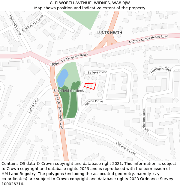 8, ELWORTH AVENUE, WIDNES, WA8 9JW: Location map and indicative extent of plot