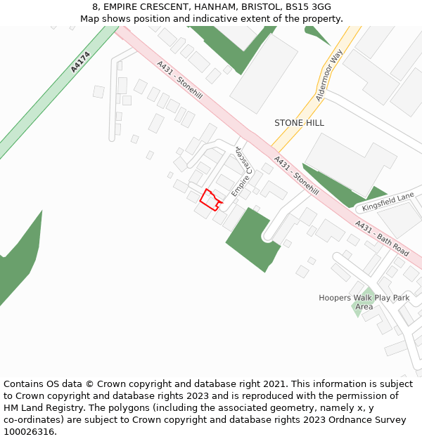 8, EMPIRE CRESCENT, HANHAM, BRISTOL, BS15 3GG: Location map and indicative extent of plot