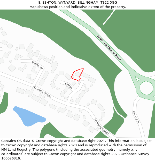 8, ESHTON, WYNYARD, BILLINGHAM, TS22 5GG: Location map and indicative extent of plot