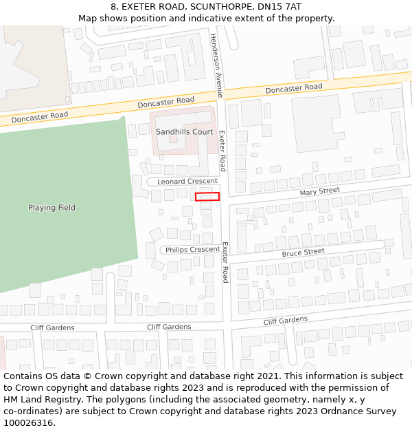 8, EXETER ROAD, SCUNTHORPE, DN15 7AT: Location map and indicative extent of plot