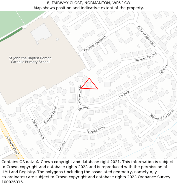 8, FAIRWAY CLOSE, NORMANTON, WF6 1SW: Location map and indicative extent of plot