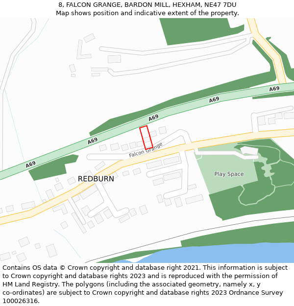 8, FALCON GRANGE, BARDON MILL, HEXHAM, NE47 7DU: Location map and indicative extent of plot