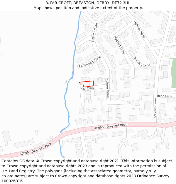 8, FAR CROFT, BREASTON, DERBY, DE72 3HL: Location map and indicative extent of plot