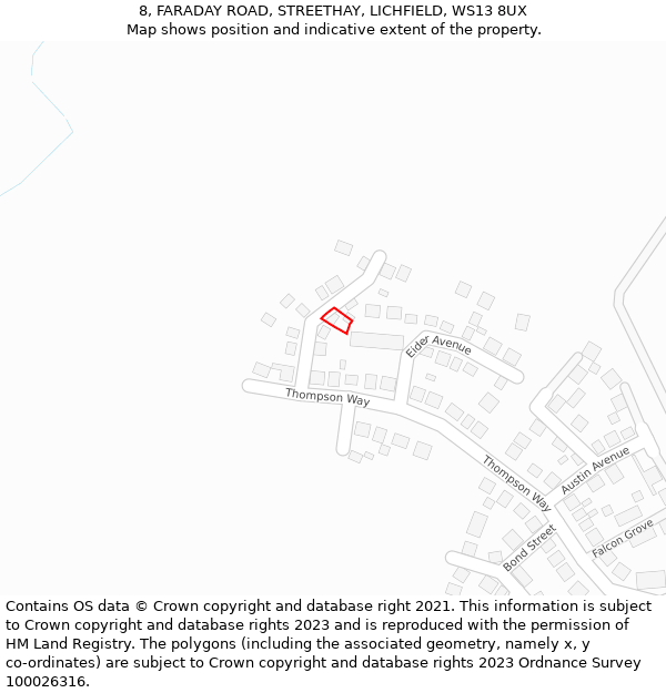 8, FARADAY ROAD, STREETHAY, LICHFIELD, WS13 8UX: Location map and indicative extent of plot