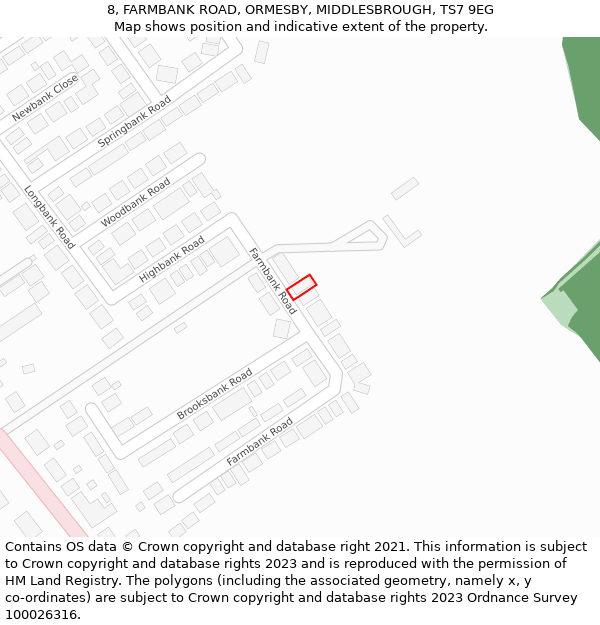 8, FARMBANK ROAD, ORMESBY, MIDDLESBROUGH, TS7 9EG: Location map and indicative extent of plot
