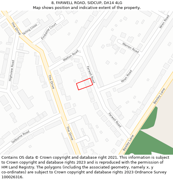 8, FARWELL ROAD, SIDCUP, DA14 4LG: Location map and indicative extent of plot