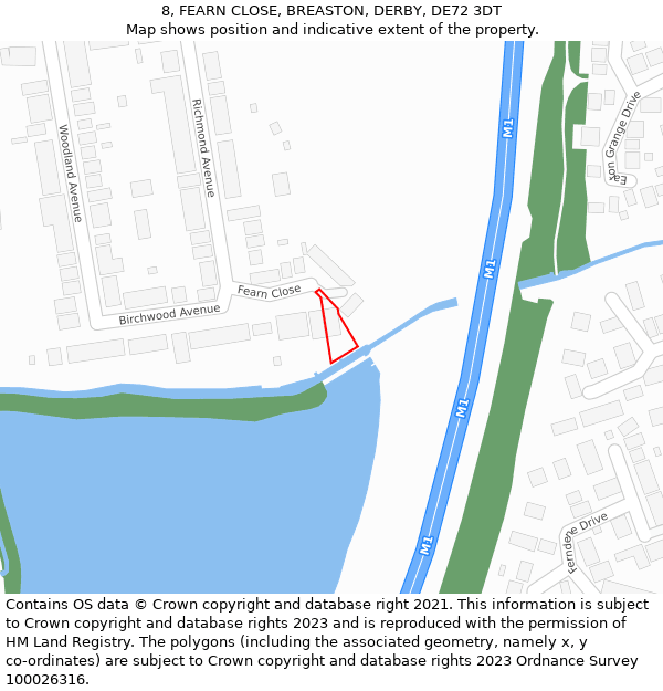 8, FEARN CLOSE, BREASTON, DERBY, DE72 3DT: Location map and indicative extent of plot