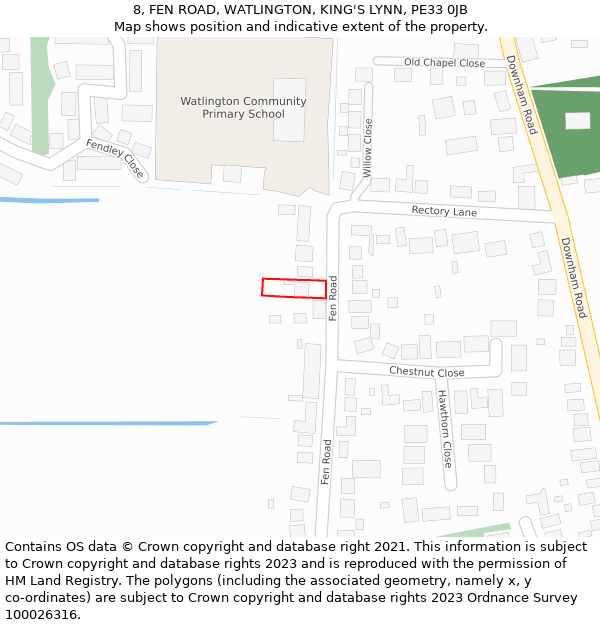 8, FEN ROAD, WATLINGTON, KING'S LYNN, PE33 0JB: Location map and indicative extent of plot