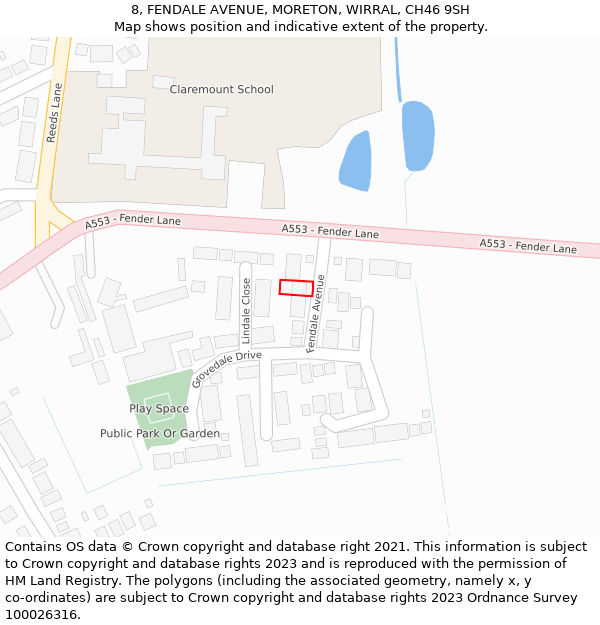 8, FENDALE AVENUE, MORETON, WIRRAL, CH46 9SH: Location map and indicative extent of plot