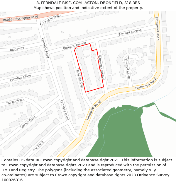8, FERNDALE RISE, COAL ASTON, DRONFIELD, S18 3BS: Location map and indicative extent of plot
