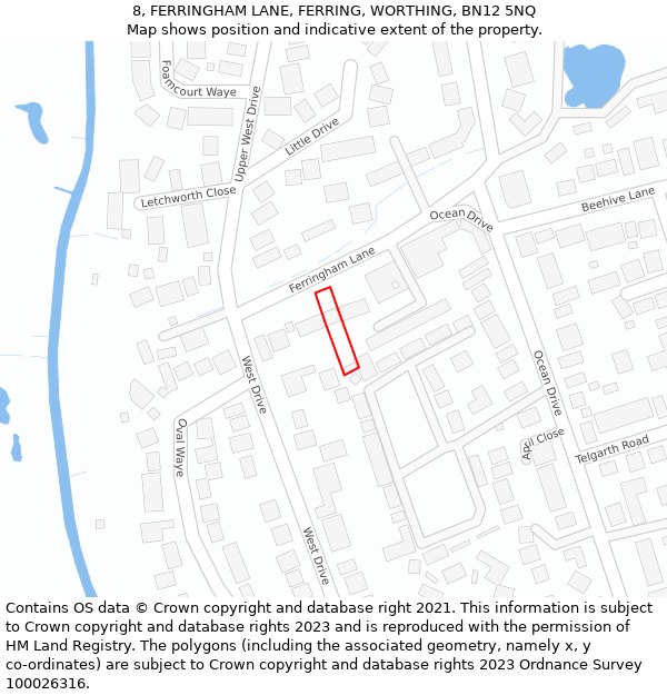 8, FERRINGHAM LANE, FERRING, WORTHING, BN12 5NQ: Location map and indicative extent of plot
