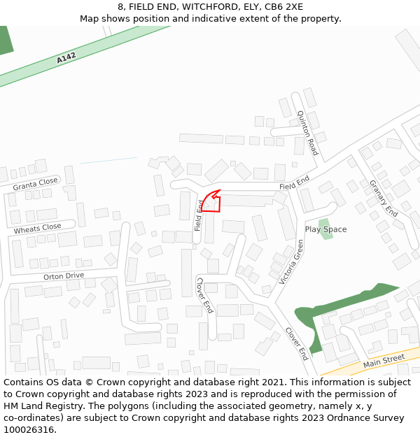 8, FIELD END, WITCHFORD, ELY, CB6 2XE: Location map and indicative extent of plot