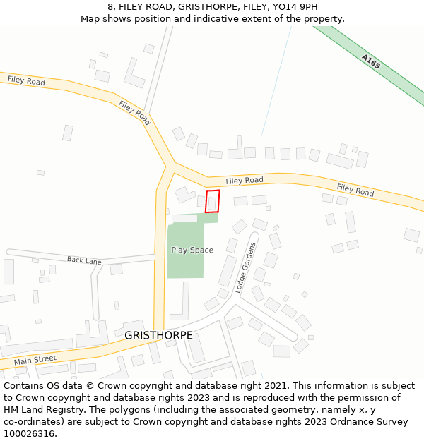 8, FILEY ROAD, GRISTHORPE, FILEY, YO14 9PH: Location map and indicative extent of plot