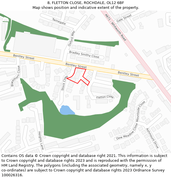 8, FLETTON CLOSE, ROCHDALE, OL12 6BF: Location map and indicative extent of plot