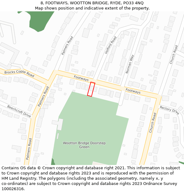 8, FOOTWAYS, WOOTTON BRIDGE, RYDE, PO33 4NQ: Location map and indicative extent of plot