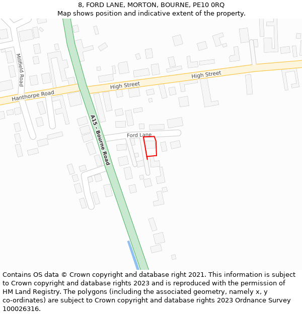 8, FORD LANE, MORTON, BOURNE, PE10 0RQ: Location map and indicative extent of plot