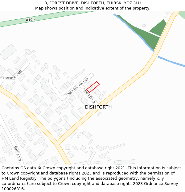 8, FOREST DRIVE, DISHFORTH, THIRSK, YO7 3LU: Location map and indicative extent of plot