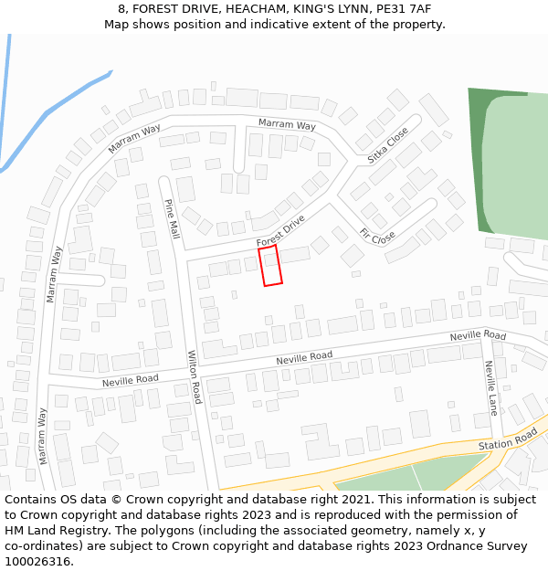 8, FOREST DRIVE, HEACHAM, KING'S LYNN, PE31 7AF: Location map and indicative extent of plot