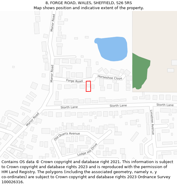 8, FORGE ROAD, WALES, SHEFFIELD, S26 5RS: Location map and indicative extent of plot