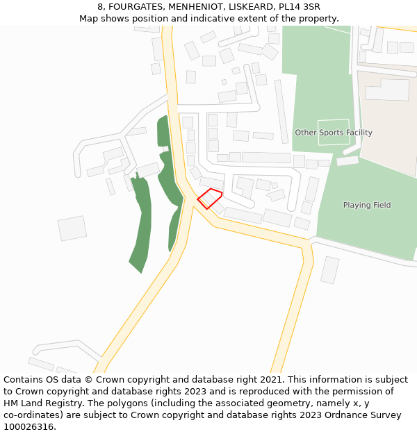 8, FOURGATES, MENHENIOT, LISKEARD, PL14 3SR: Location map and indicative extent of plot