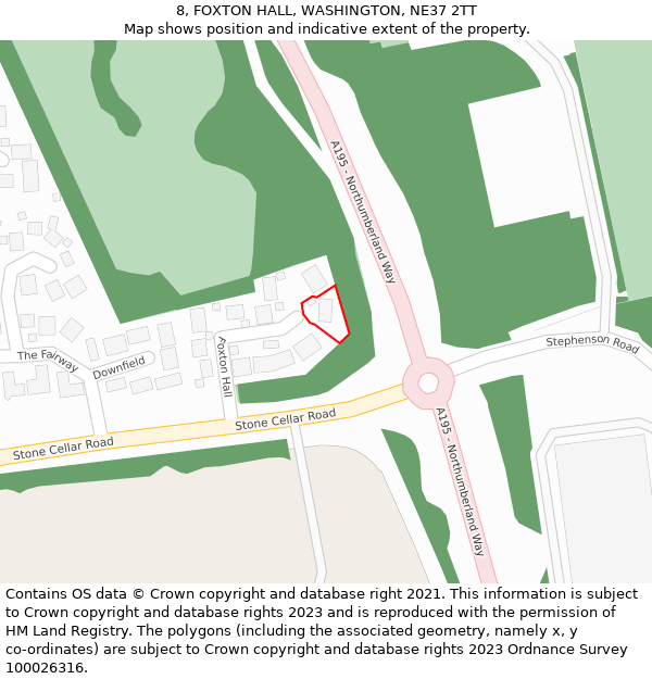 8, FOXTON HALL, WASHINGTON, NE37 2TT: Location map and indicative extent of plot