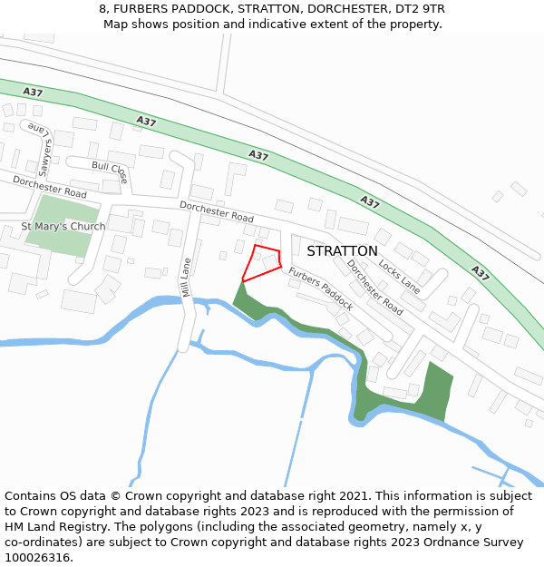 8, FURBERS PADDOCK, STRATTON, DORCHESTER, DT2 9TR: Location map and indicative extent of plot