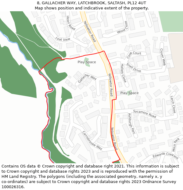 8, GALLACHER WAY, LATCHBROOK, SALTASH, PL12 4UT: Location map and indicative extent of plot