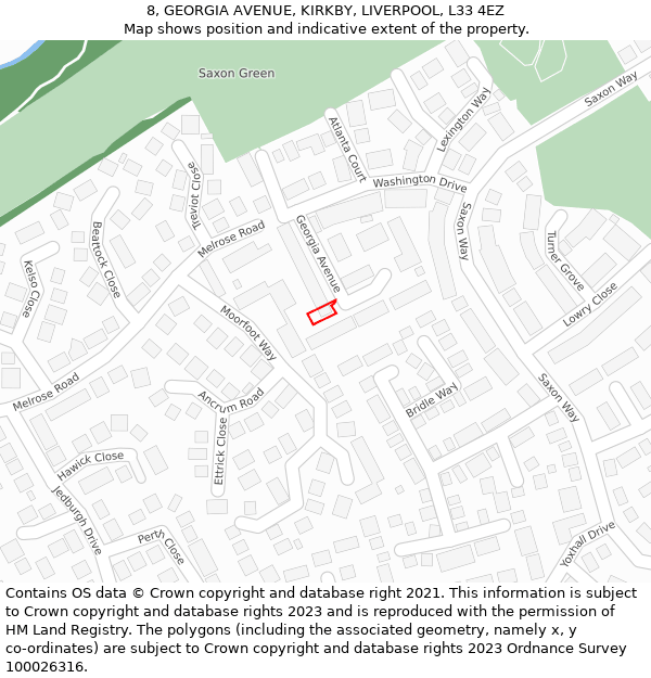 8, GEORGIA AVENUE, KIRKBY, LIVERPOOL, L33 4EZ: Location map and indicative extent of plot