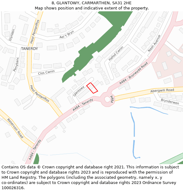 8, GLANTOWY, CARMARTHEN, SA31 2HE: Location map and indicative extent of plot