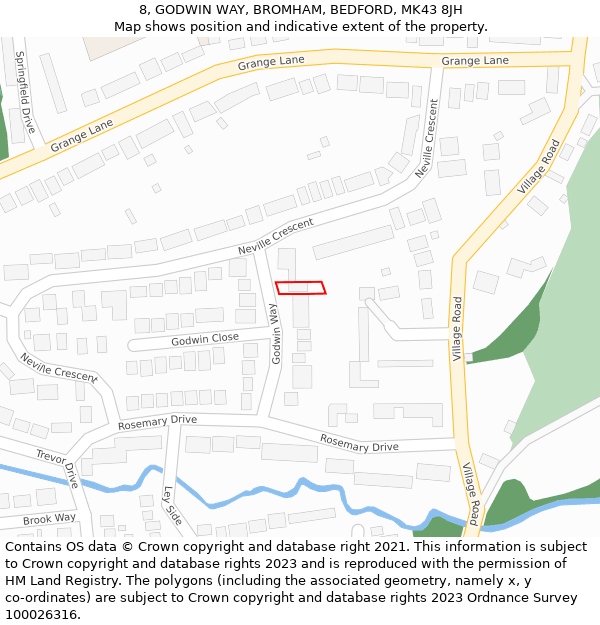 8, GODWIN WAY, BROMHAM, BEDFORD, MK43 8JH: Location map and indicative extent of plot