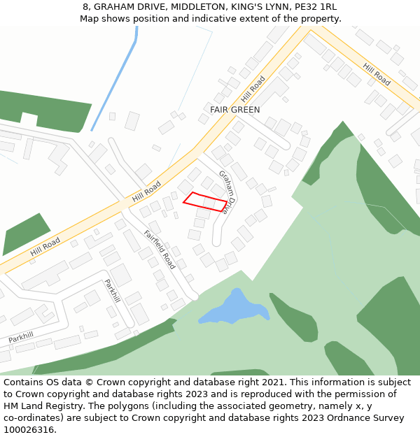 8, GRAHAM DRIVE, MIDDLETON, KING'S LYNN, PE32 1RL: Location map and indicative extent of plot