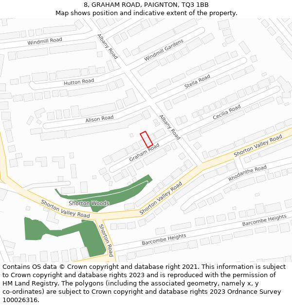 8, GRAHAM ROAD, PAIGNTON, TQ3 1BB: Location map and indicative extent of plot
