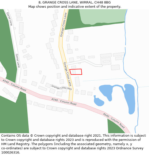 8, GRANGE CROSS LANE, WIRRAL, CH48 8BG: Location map and indicative extent of plot