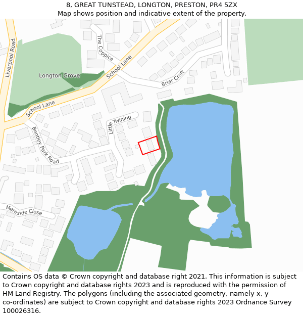 8, GREAT TUNSTEAD, LONGTON, PRESTON, PR4 5ZX: Location map and indicative extent of plot