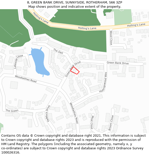 8, GREEN BANK DRIVE, SUNNYSIDE, ROTHERHAM, S66 3ZP: Location map and indicative extent of plot