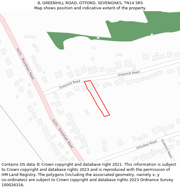 8, GREENHILL ROAD, OTFORD, SEVENOAKS, TN14 5RS: Location map and indicative extent of plot