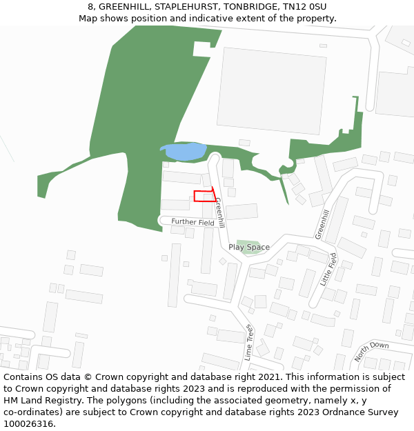 8, GREENHILL, STAPLEHURST, TONBRIDGE, TN12 0SU: Location map and indicative extent of plot