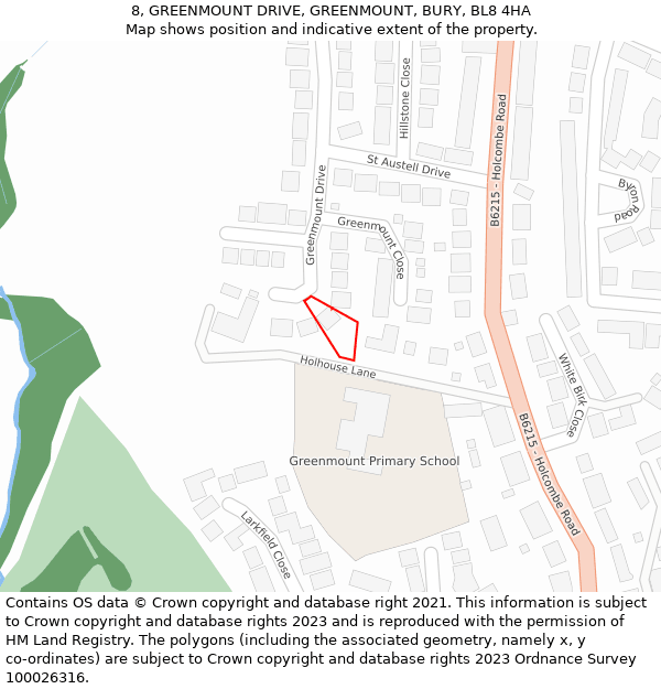 8, GREENMOUNT DRIVE, GREENMOUNT, BURY, BL8 4HA: Location map and indicative extent of plot