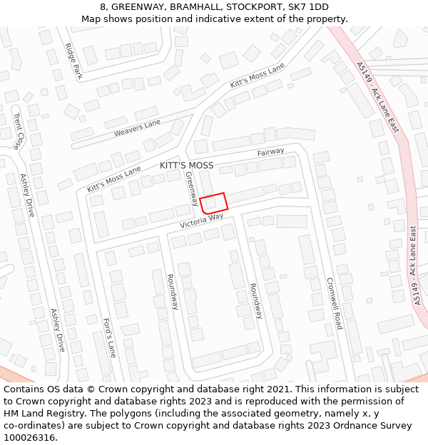 8, GREENWAY, BRAMHALL, STOCKPORT, SK7 1DD: Location map and indicative extent of plot