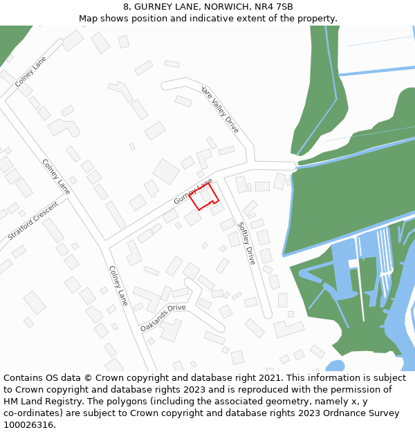 8, GURNEY LANE, NORWICH, NR4 7SB: Location map and indicative extent of plot