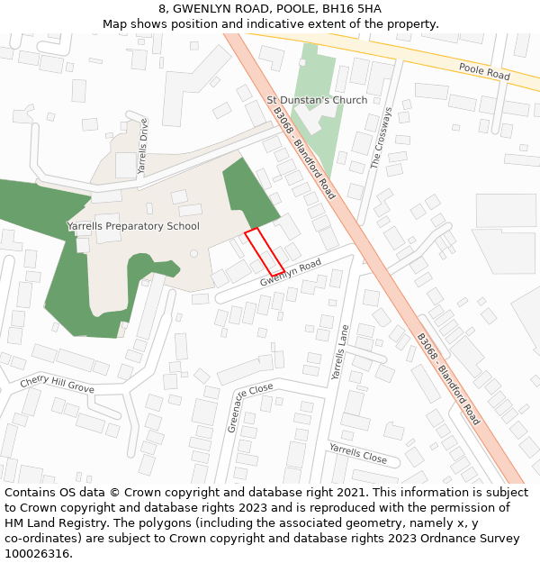8, GWENLYN ROAD, POOLE, BH16 5HA: Location map and indicative extent of plot