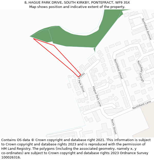 8, HAGUE PARK DRIVE, SOUTH KIRKBY, PONTEFRACT, WF9 3SX: Location map and indicative extent of plot