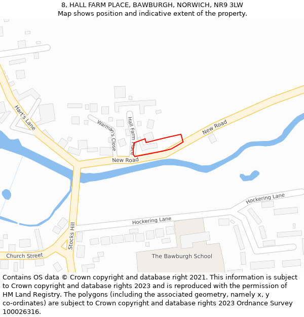 8, HALL FARM PLACE, BAWBURGH, NORWICH, NR9 3LW: Location map and indicative extent of plot